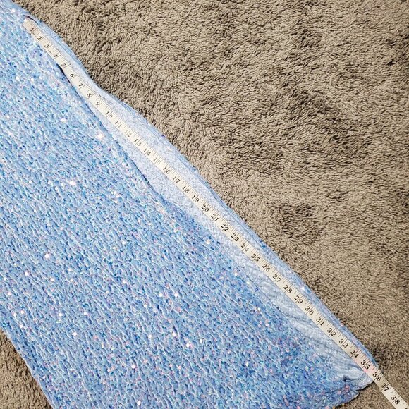 Lucy in the Sky Sequin Light Blue One Shoulder Dance Prom Maxi Dress - Small - Picture 6 of 7